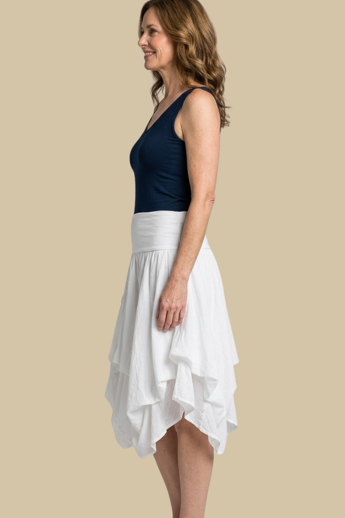 Cotton Boho Mini Bubble Skirt in White