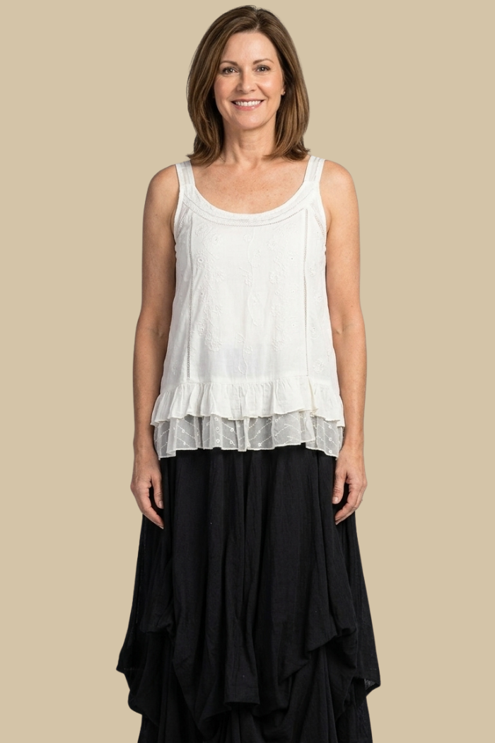 Cotton Boho Maxi Bubble Skirt in Black