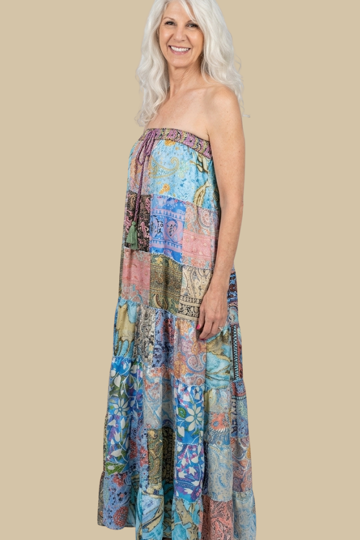 Silky Patchwork Maxi Skirt