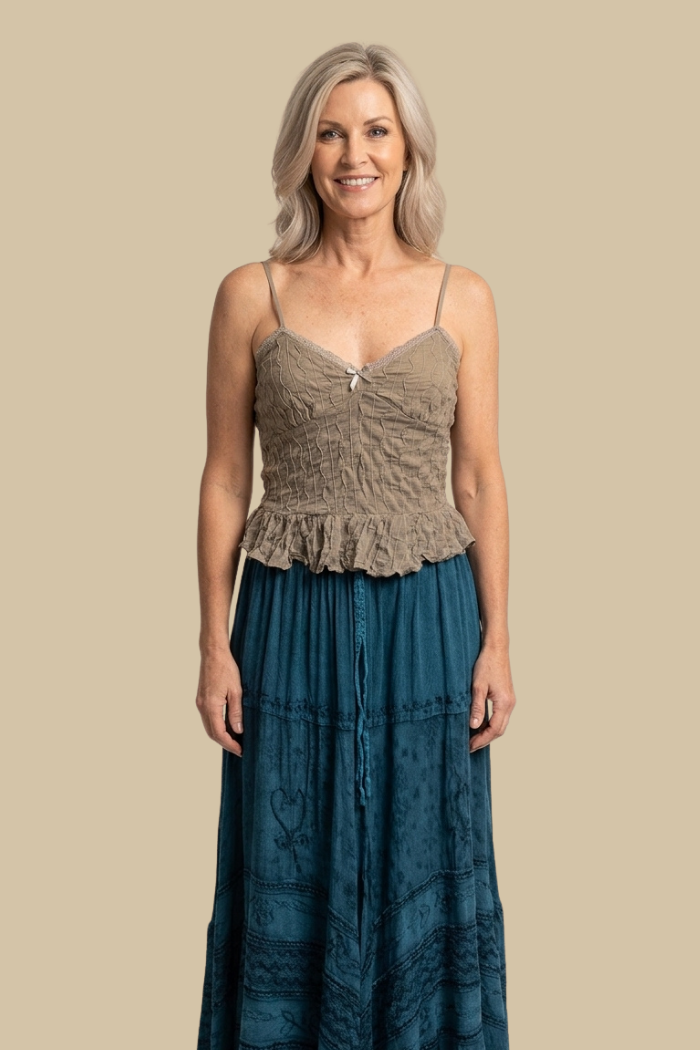 Boho Full Circle Maxi Skirt in Teal