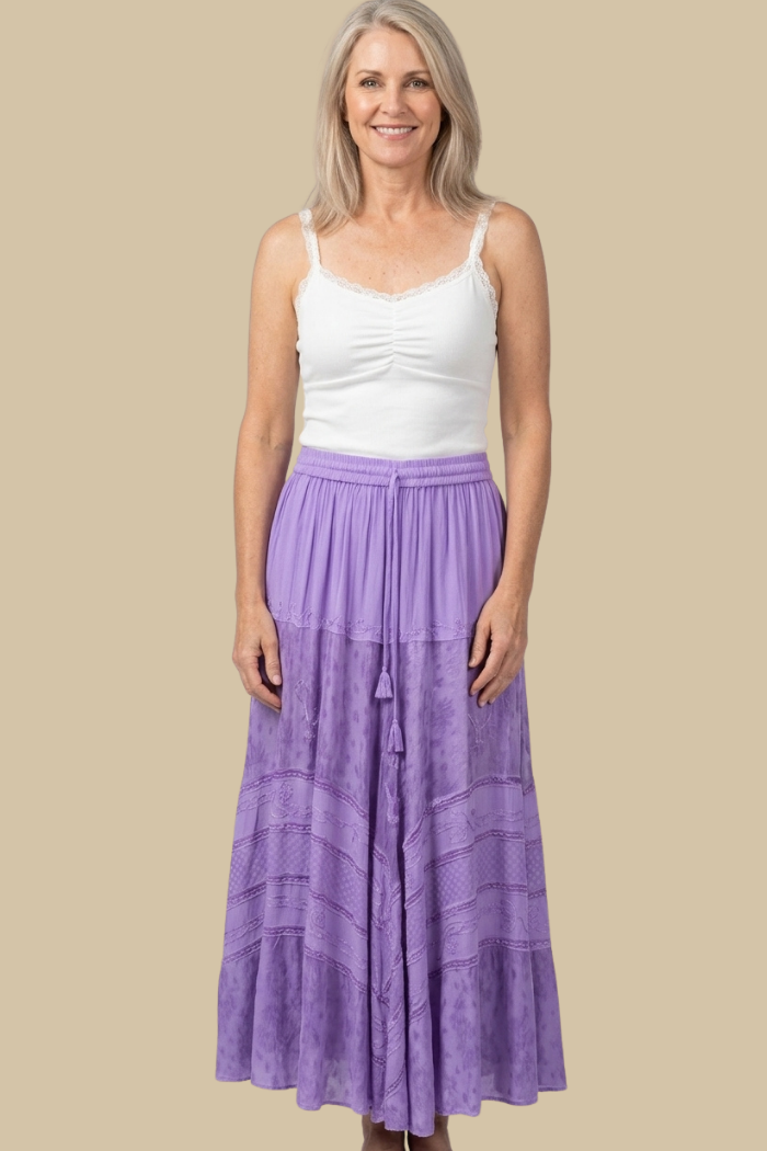 Boho Full Circle Maxi Skirt in Lavendar