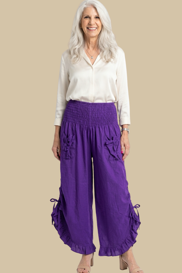 Cropped Pantaloon Pant in Purple