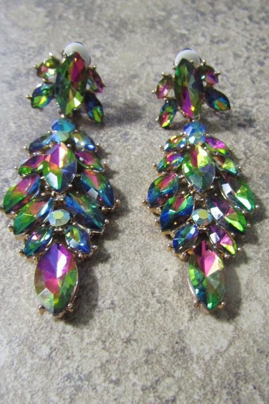 Elegant Aurora Stone Drop Clip Earring