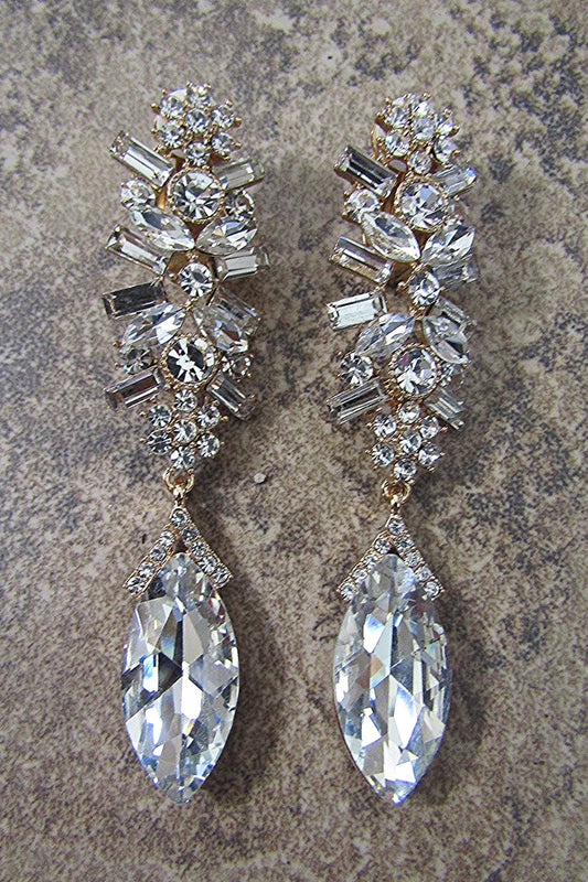 Gem Cluster Chandelier Clip Earrings