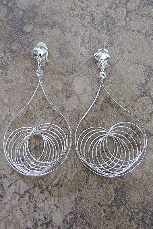 Twisted Silver Wire Dangle Clip Earring