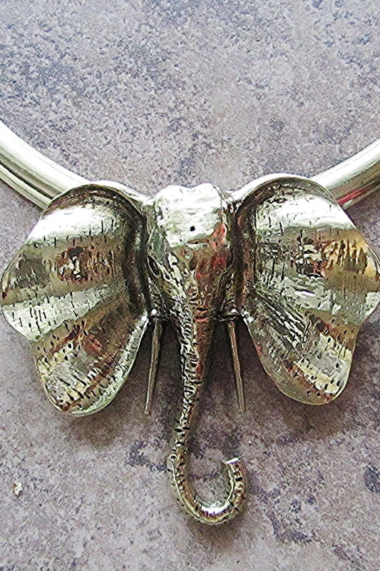 Gold Metal Elephant Necklace & Earring