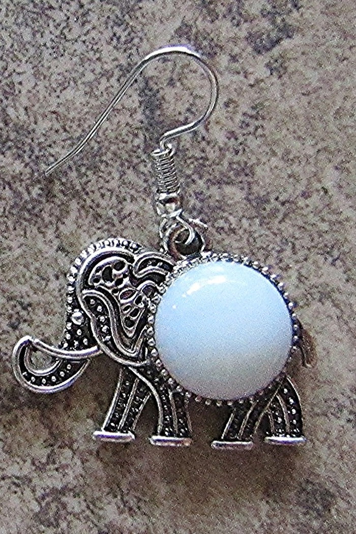 Silver Embossed Metal Necklace with Elephant Pendant