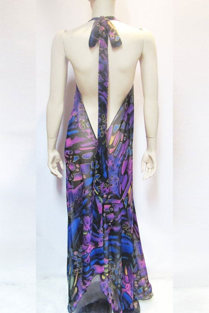 Sheer Halter Coverup/Dress in Purple Print