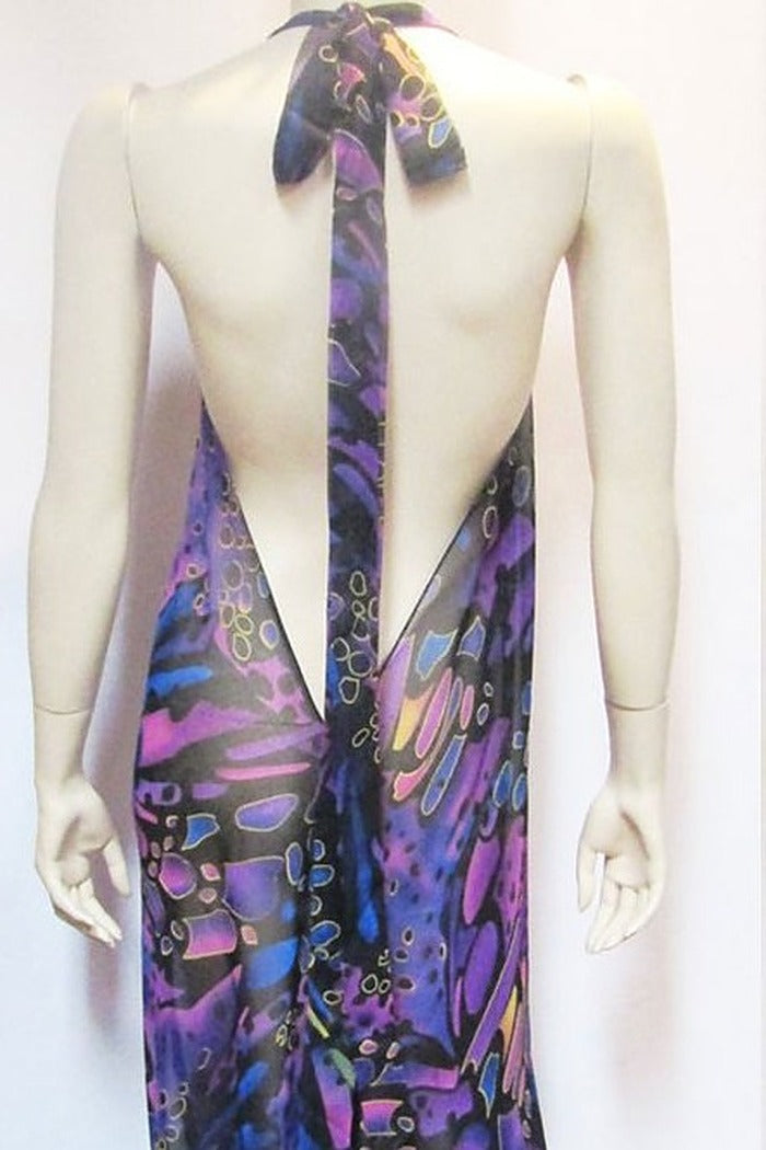 Sheer Halter Coverup/Dress in Purple Print