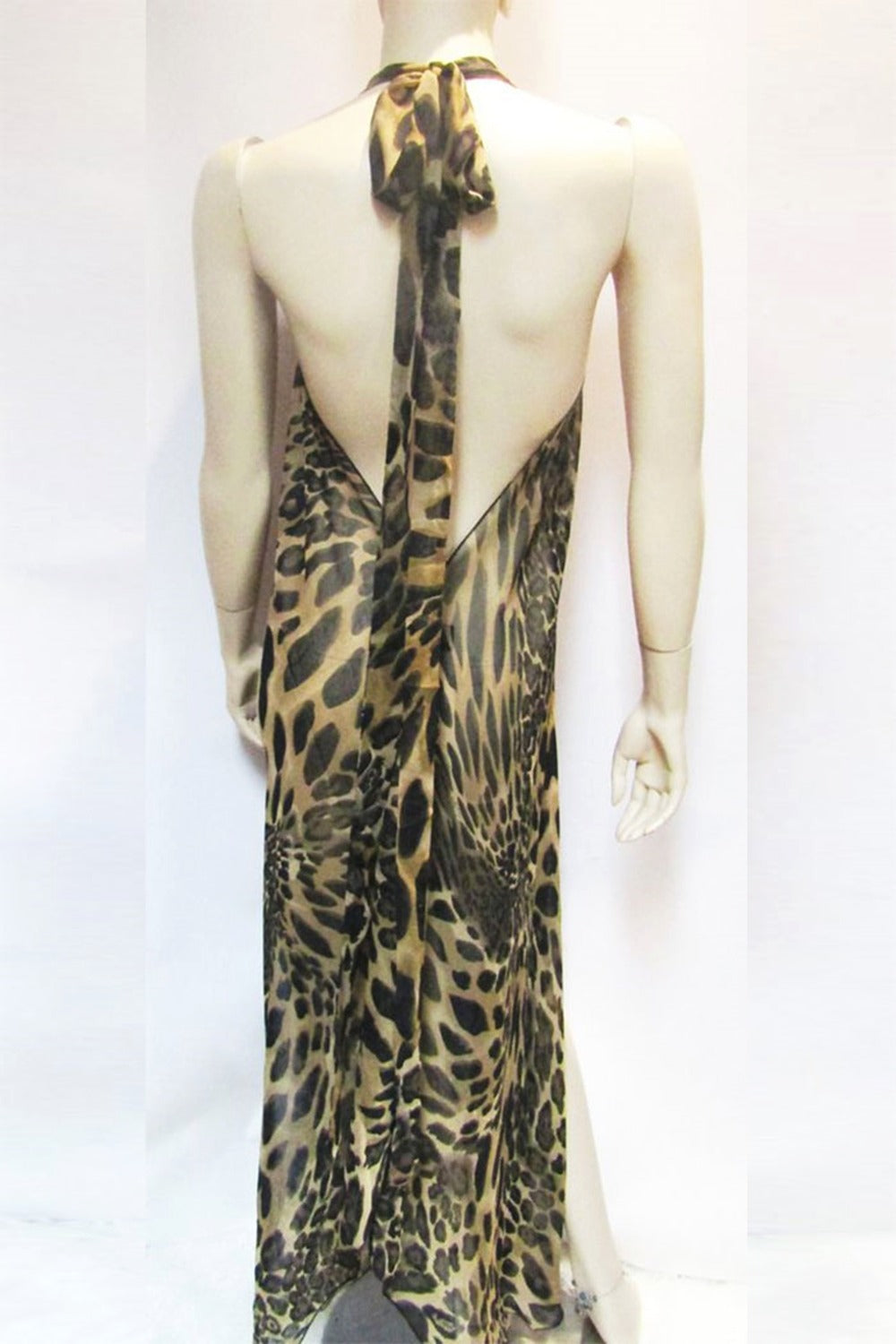 Sheer Halter Coverup/Dress in Leopard