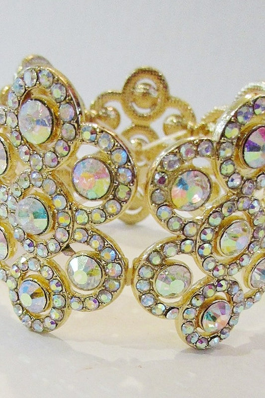 GOLD AB RHINESTONE STRETCH BRACELET
