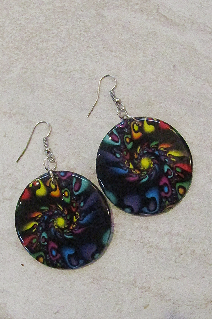 Hand Painted Round Drop Earring