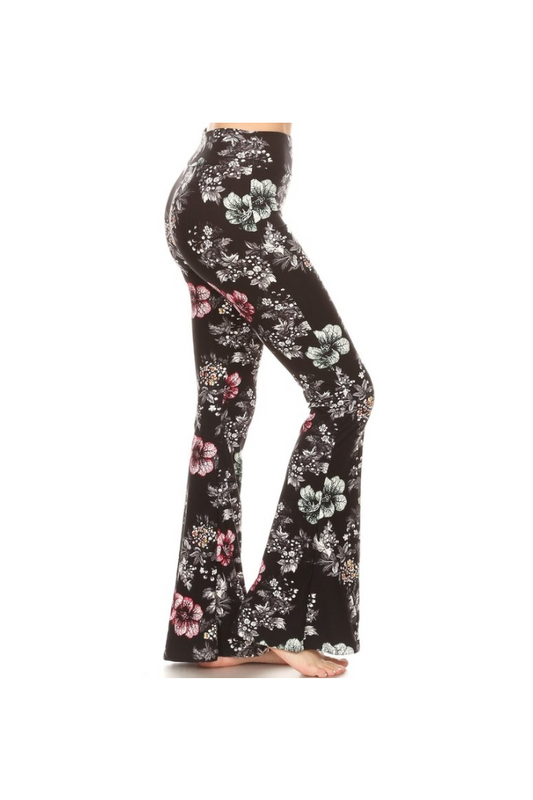 Palazzos with Panache - Floral Print on Black