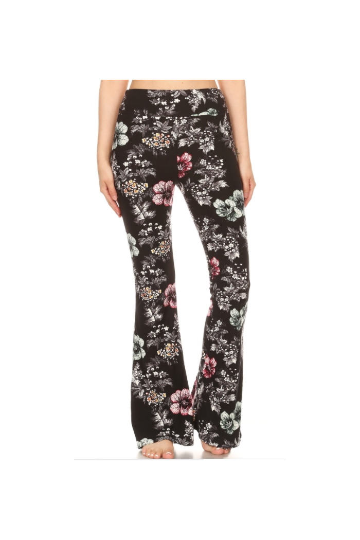 Palazzos with Panache - Floral Print on Black