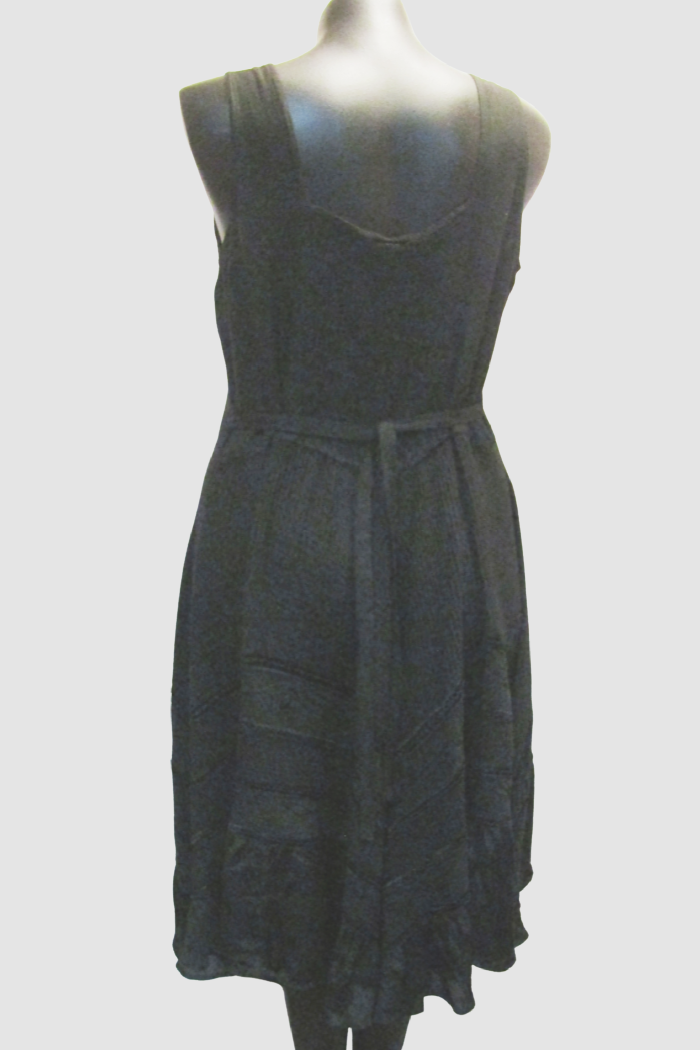 LaceUp Bodice Flared Skirt Black Dress