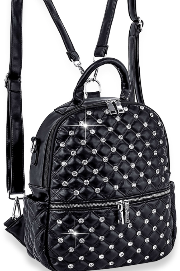 Rhinestone Stud Quilted Fashion Backpack