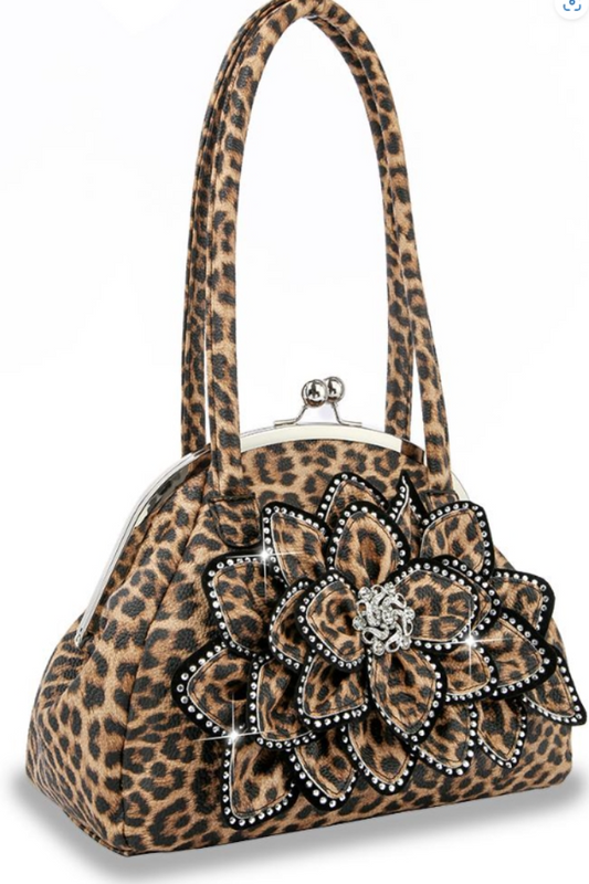 Layered Leopard Print Petal Handbag