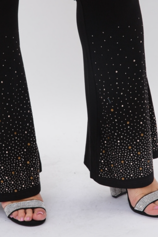Flared Knit Pant with Stones