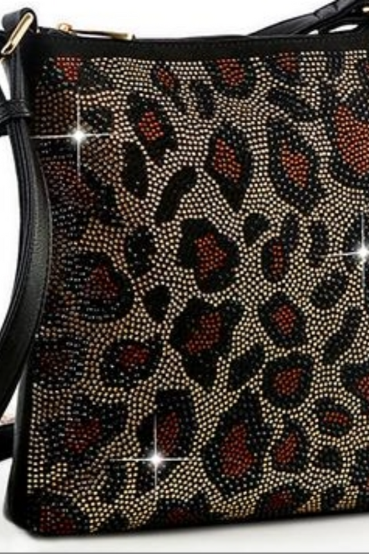 Leopard Print Rhinestone Crossbody Sling