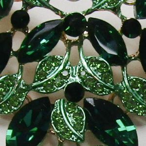 Green Leaf Rhinestone Cluster Necklace Set