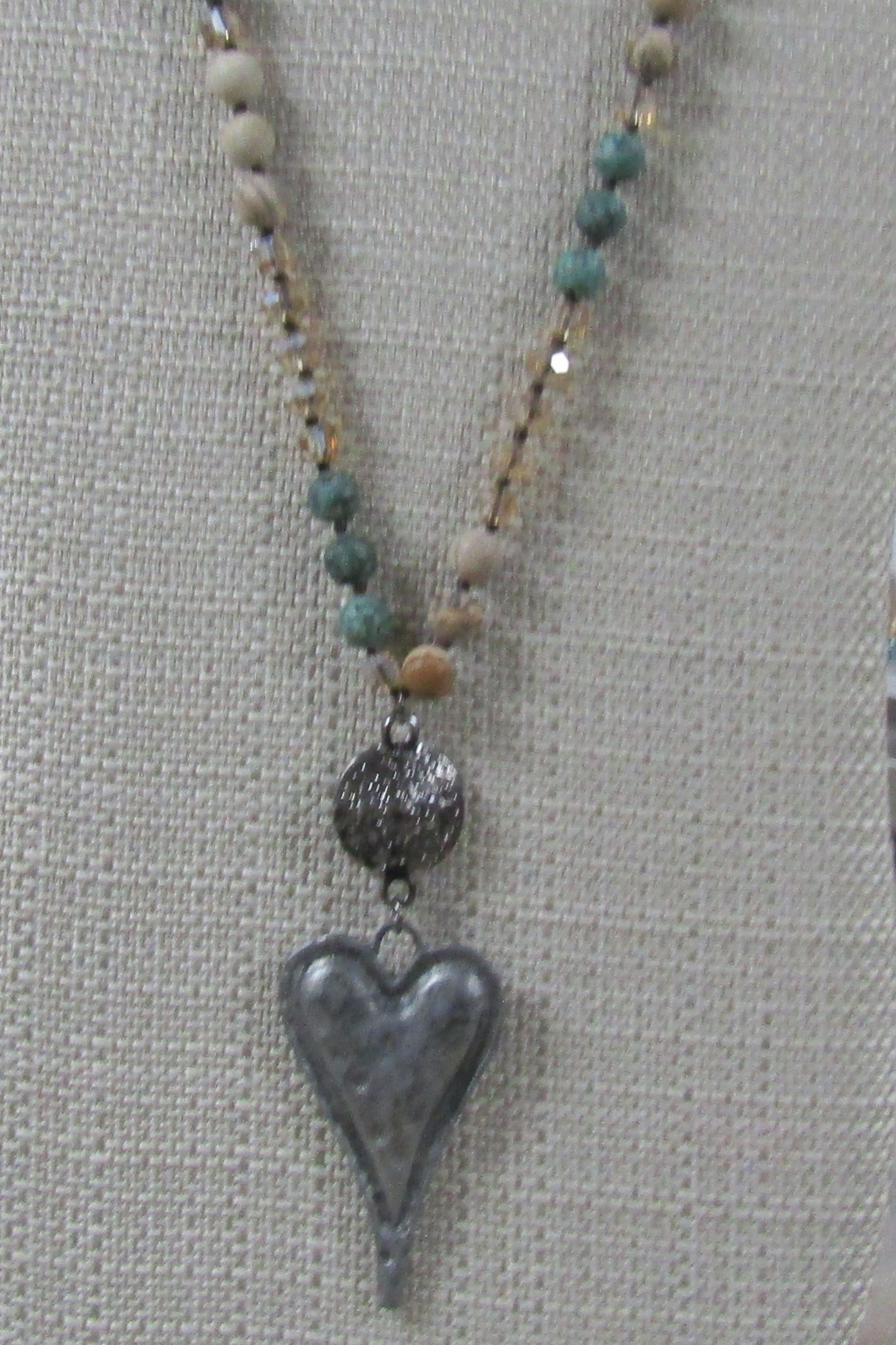 Beaded Long Heart Necklace