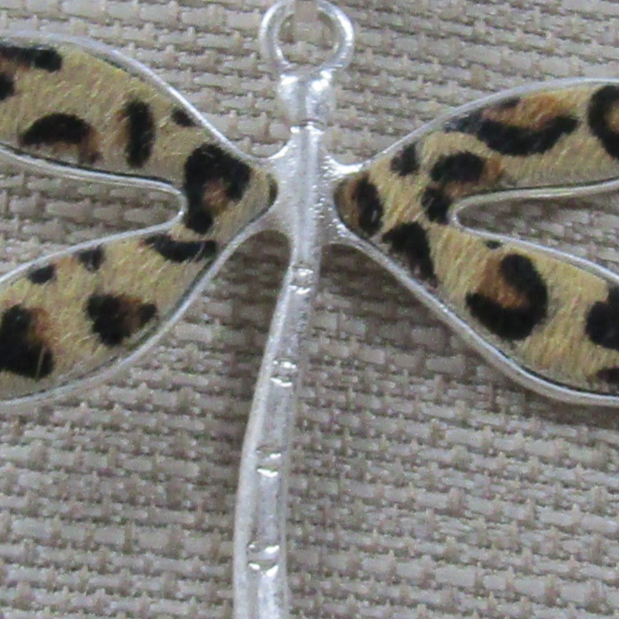 Silver Leopard Print Dragonfly Drop