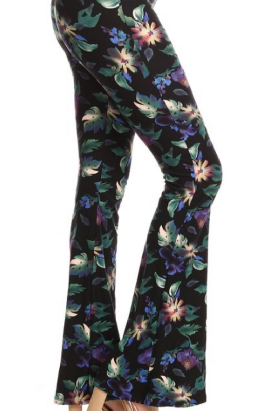 Palazzo Pant - Floral on Black