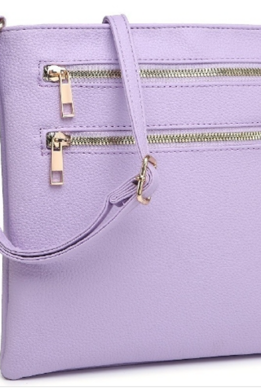 Fashion Zip Pocket Crossbody Bag in Lilac