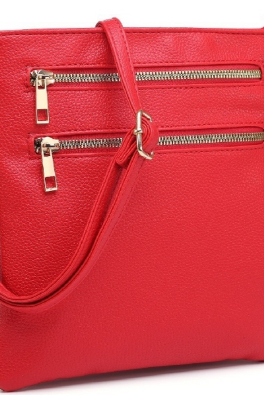 Fashion Zip Pocket Crossbody Bag in Red