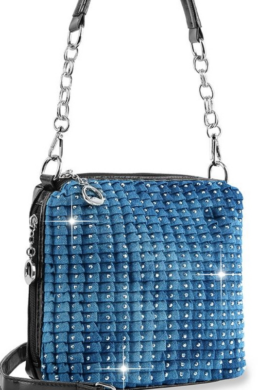 Petite Rhinestone Accented in Pleated Denim