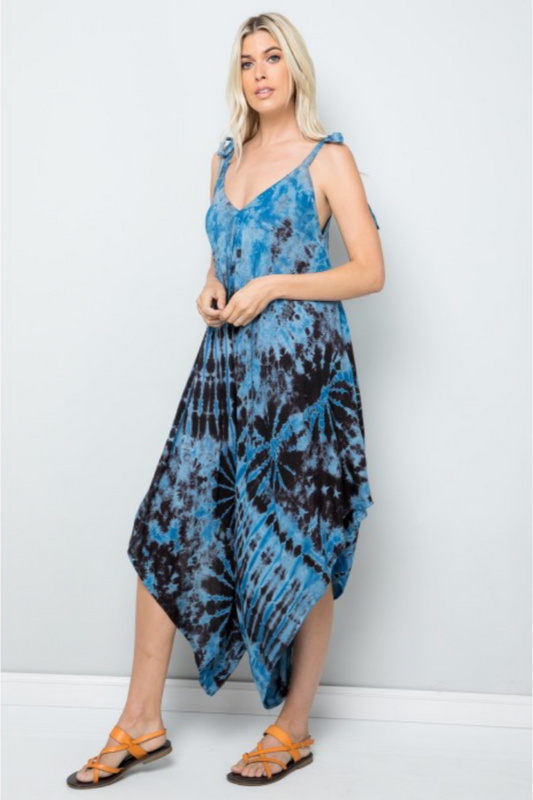 Tie Dye Harem Jumpsuit in Indigo