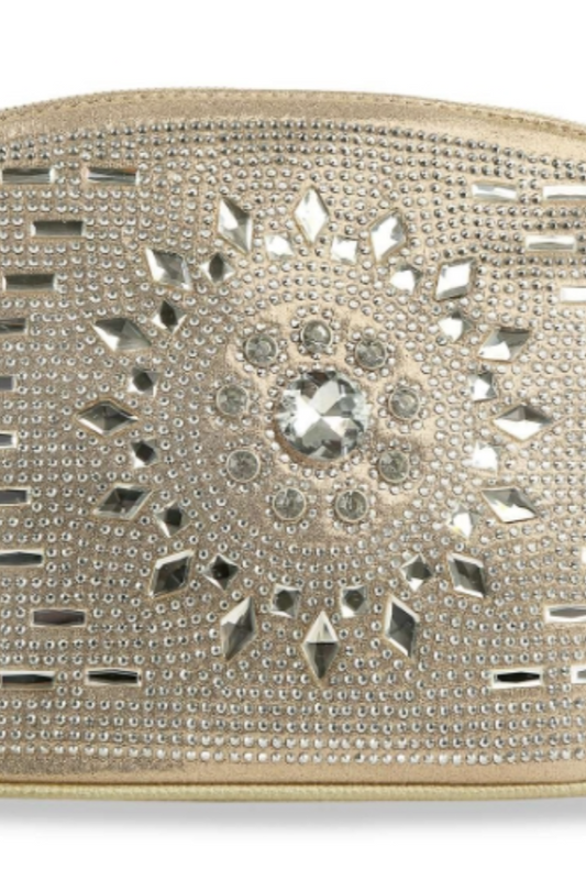 Rhinestone Design Crossbody Sling in Gold