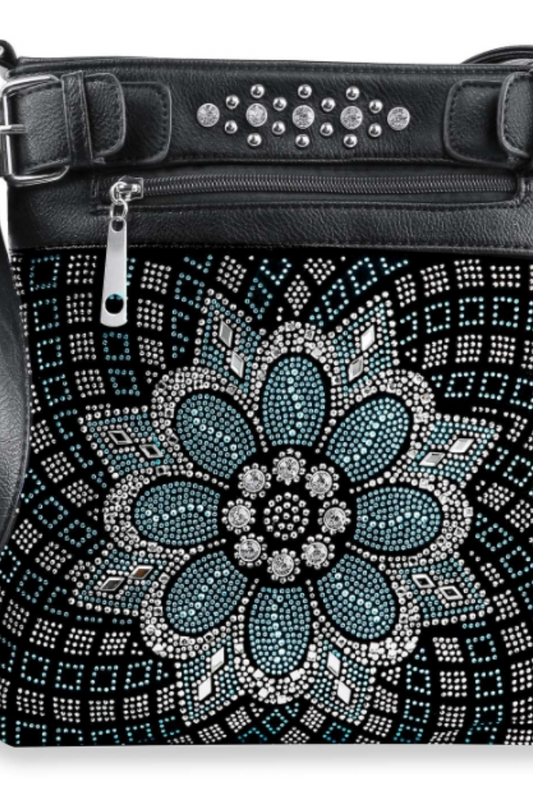 Rhinestone Flower Crossbody Sling