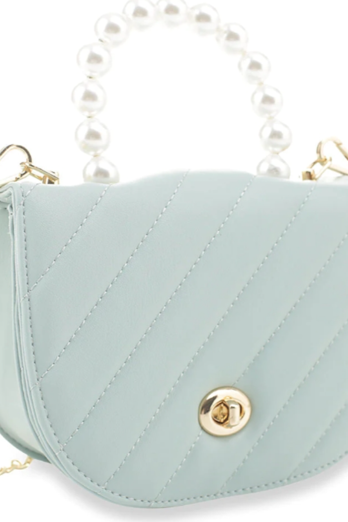 Petite Shoulder Bag with Pearl Accent in Mint