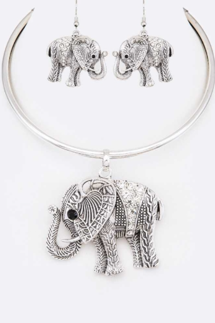 Elephant Statement Necklace Set