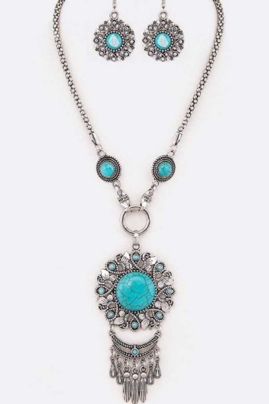 Turquoise Boho Necklace Set
