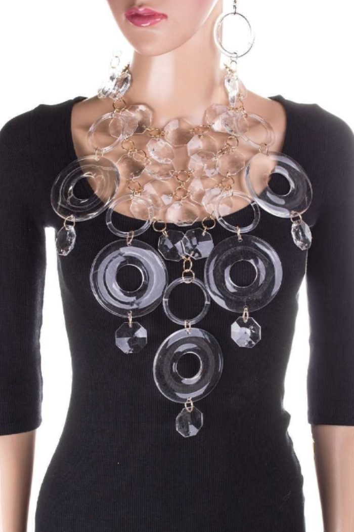 Clear Rings Acrylic Statement Necklace Set