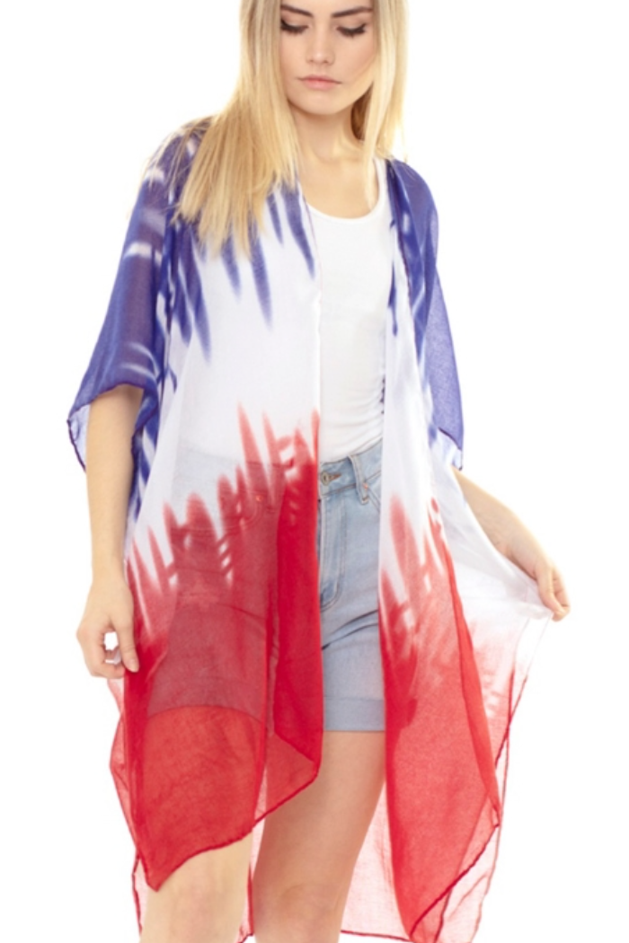 American Flag Tie Dye Kimona