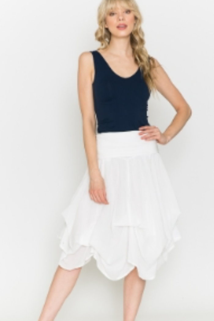 Short Cotton Bubble Skirt in White