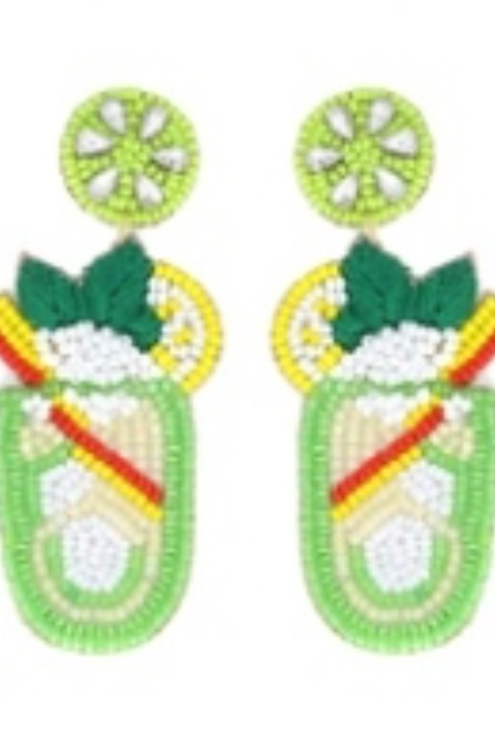 Beaded and Jeweled Tropical Mojito Drop Post Earrings