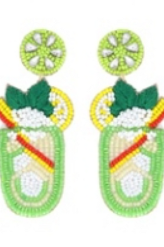Beaded and Jeweled Tropical Mojito Drop Post Earrings