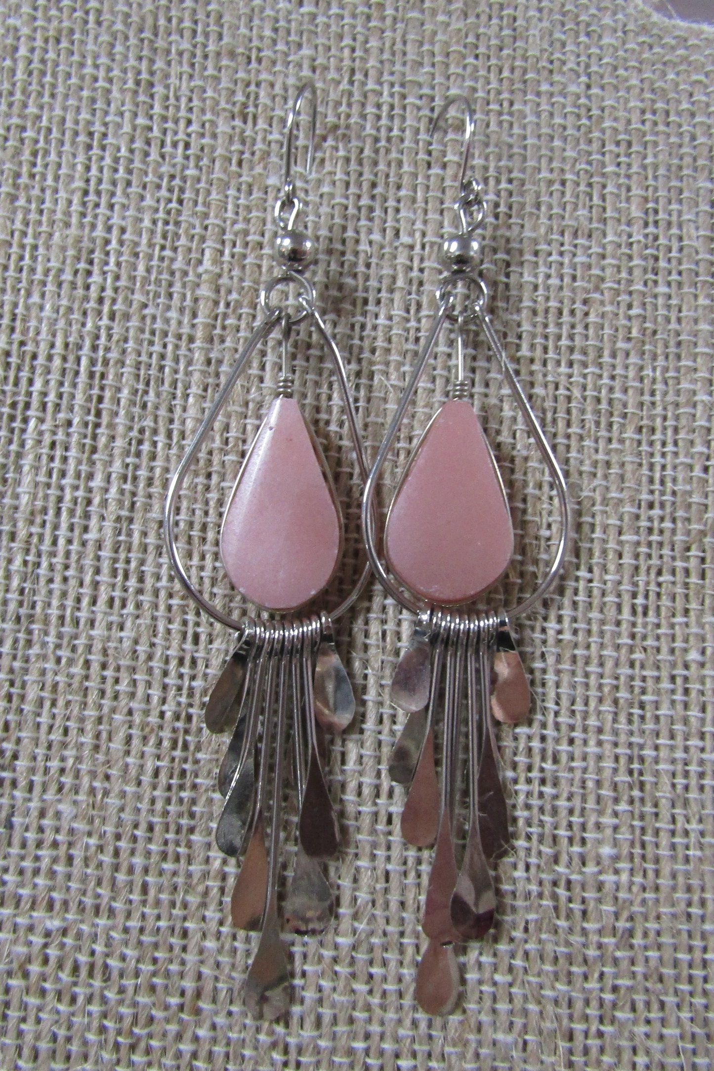 Peruvian Dangle Earring - Pink Opal Stone