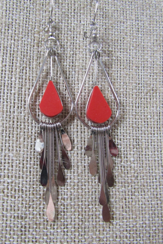 Peruvian Dangle Earring - Red Jasper Stone