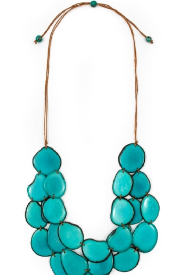 Organic Tagua Amigas Necklace in Turquoise