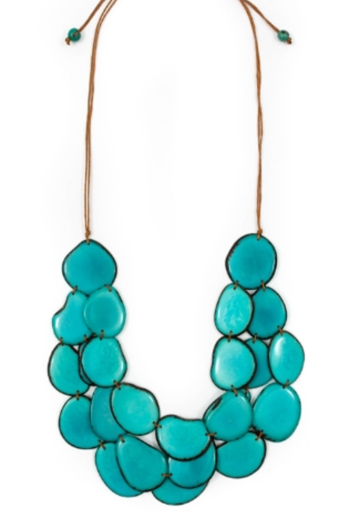 Organic Tagua Amigas Necklace in Turquoise
