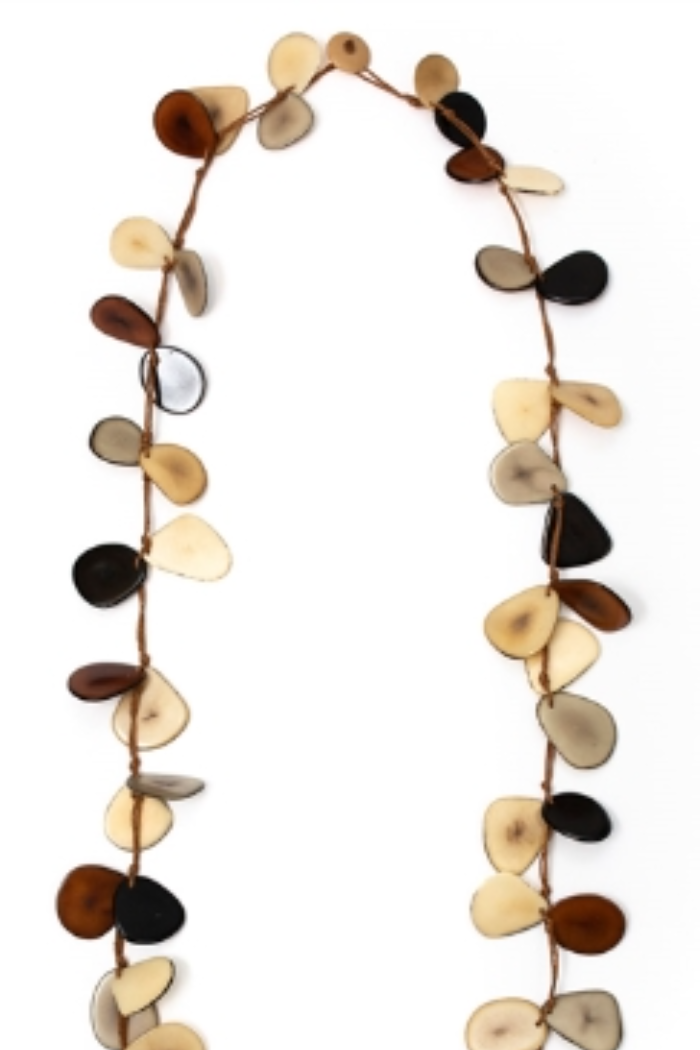 Organic Tagua Slice Necklace - Chestnut Combo