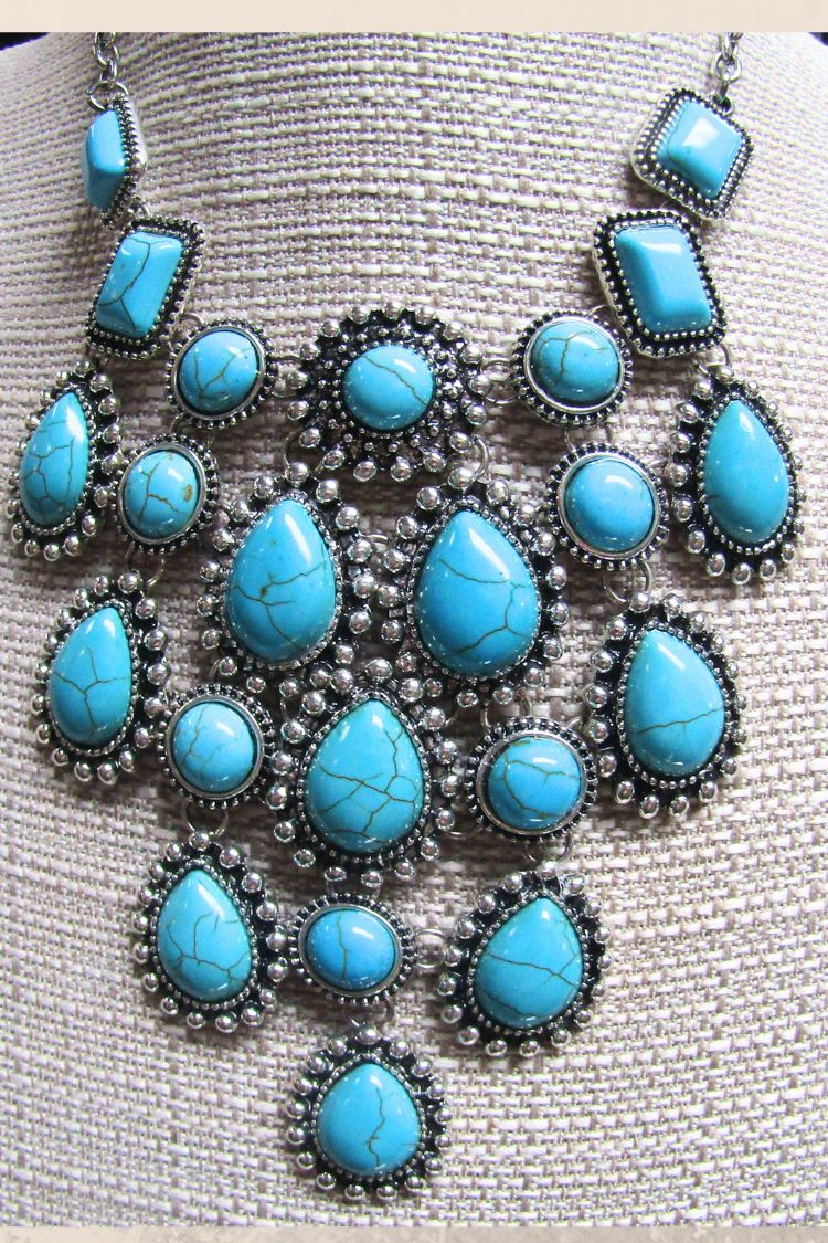 Semi Precious Turquoise Stones Necklace Set