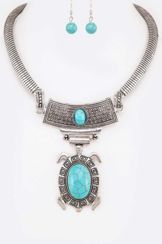 Turquoise Turtle Collar Necklace