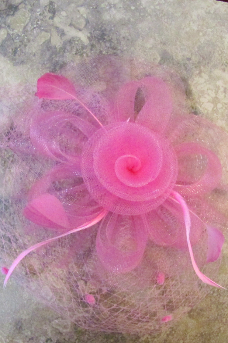 Mesh Floral Organza Fascinator in Pink