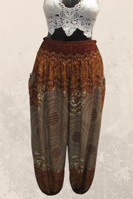 Mandala Print Harem Pant in Caramel